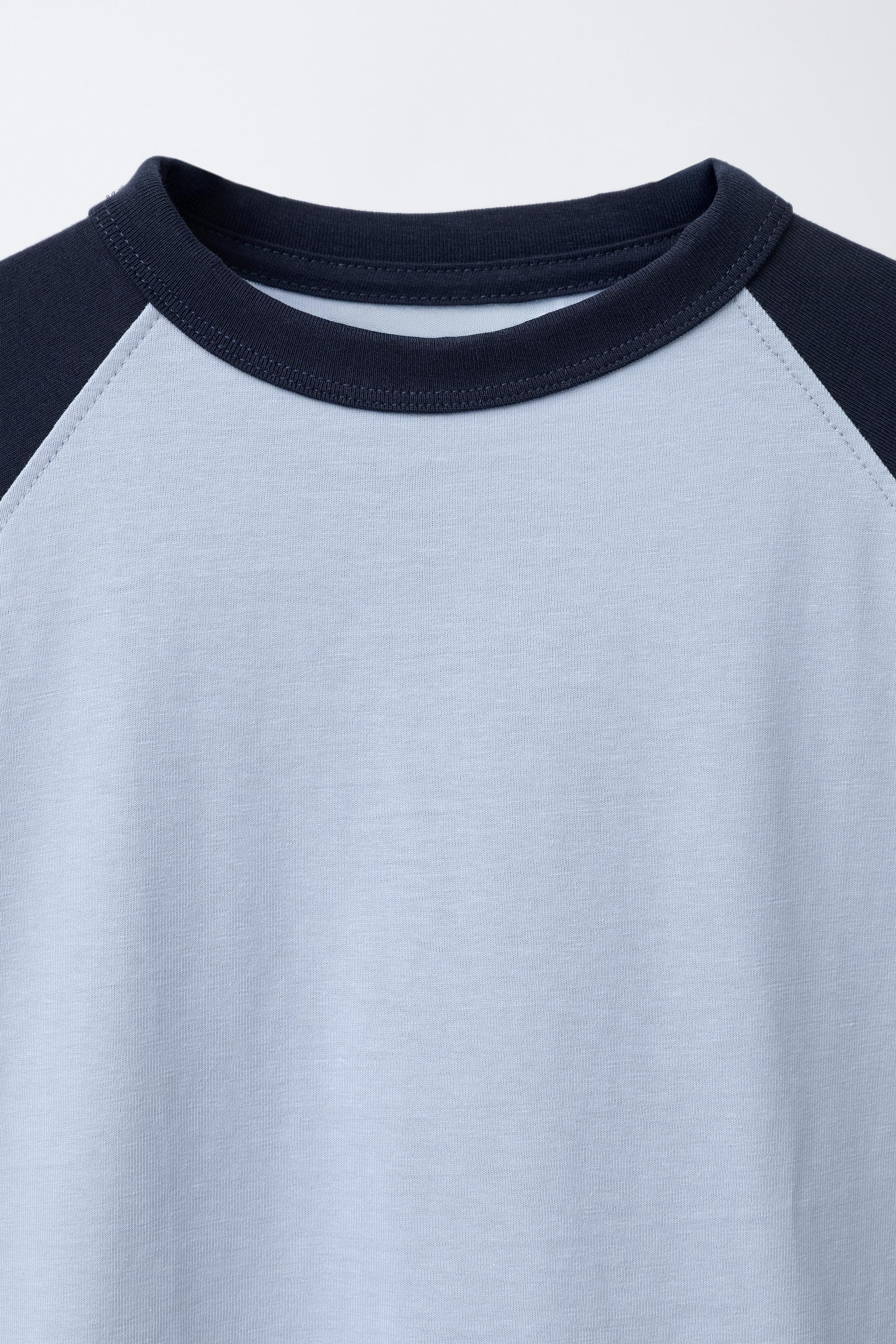 EMBROIDERED TEXT RAGLAN SLEEVE T-SHIRT
